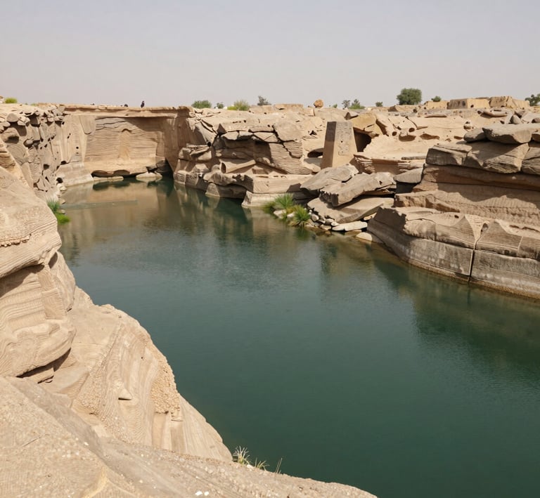 Community members planting young trees together under a bright blue sky.