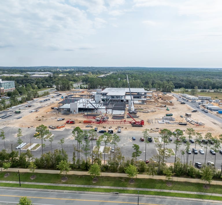 Drone image of construction site