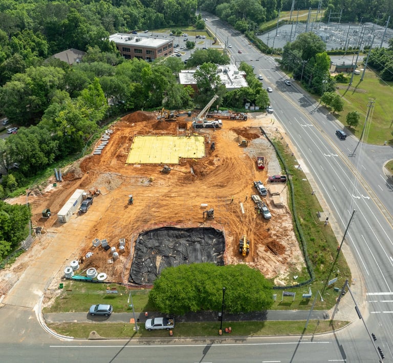 Drone image of construction site