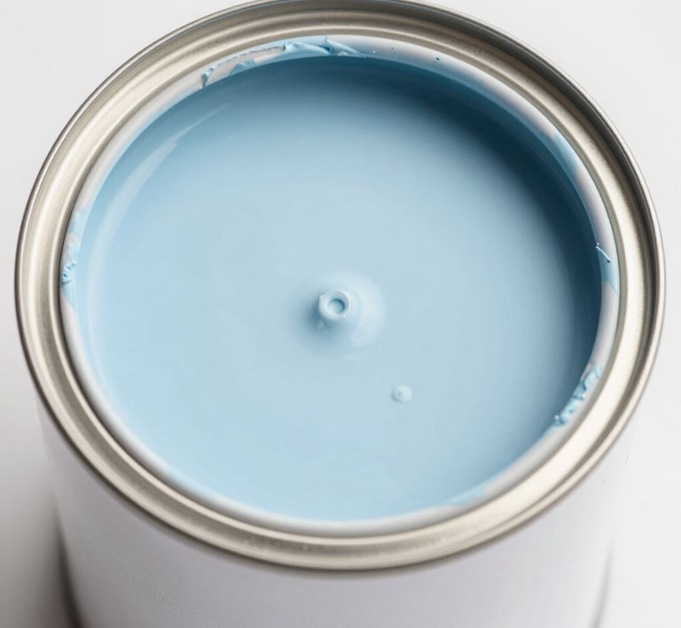 A cozy studio corner with paintings drying and art supplies scattered around.