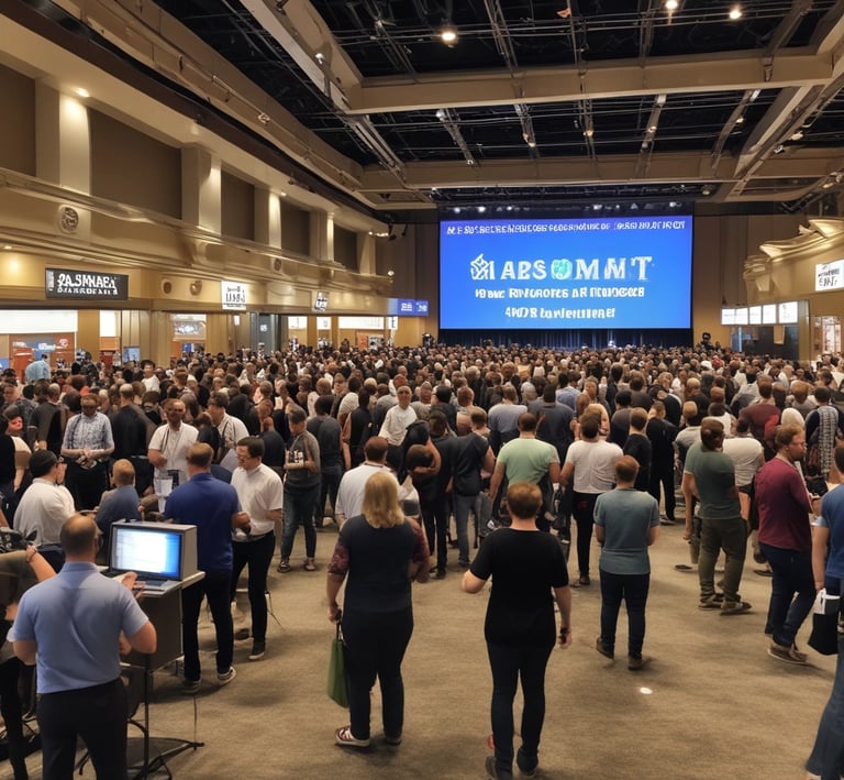 A vibrant networking event where the AB Marketing team and publisher partners engage in lively discussions.