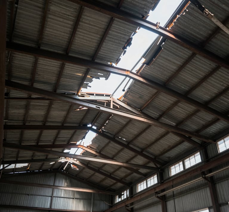 Before and after images showing restoration of a damaged wall.