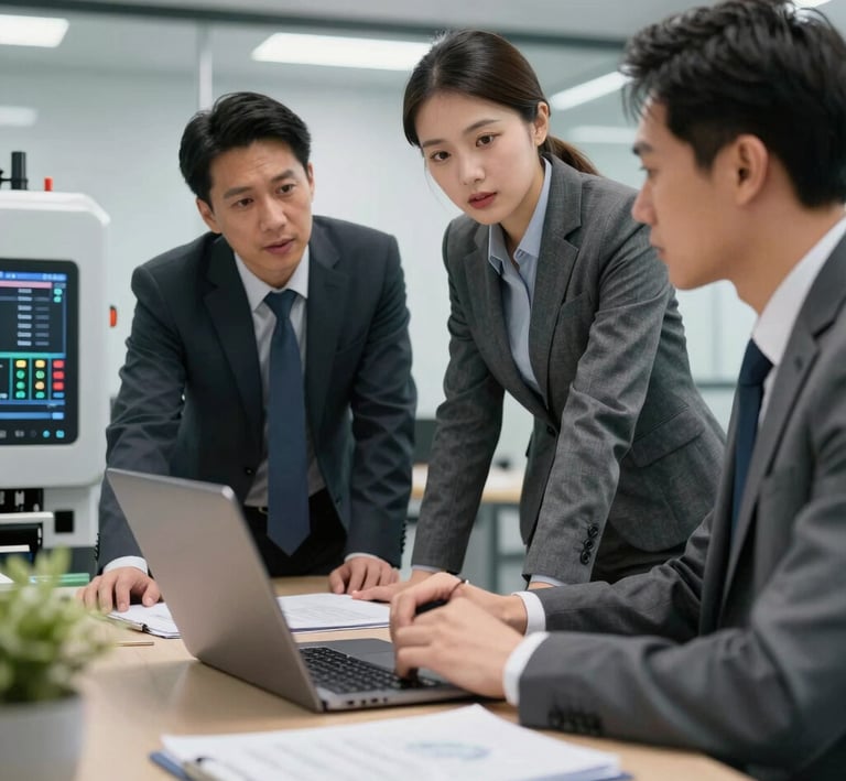 Wide shot of a warehouse filled with various industrial machines lined up for sale.