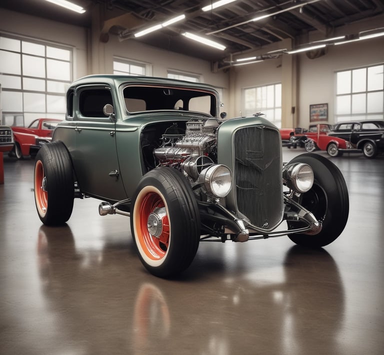 A sleek, midnight blue JDM car gleaming under city lights, with a crowd admiring its polished curves.