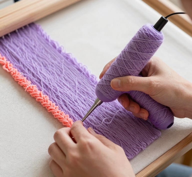 Diseño de un tapete tufting colo morado 