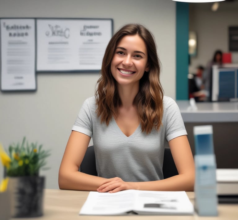 Mujer feliz y sonriente porque está pidiendo cita en en Psicoterapia Madrid Centro