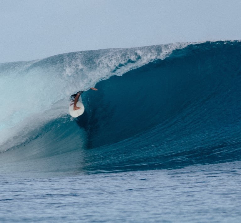 Surfer riding a perfect barrel wave in Mentawai, Indonesia — world-class surf destination.