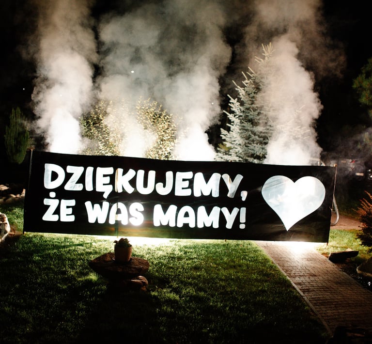 podziękowania dla gości weselnych baner weselny pirotechnika