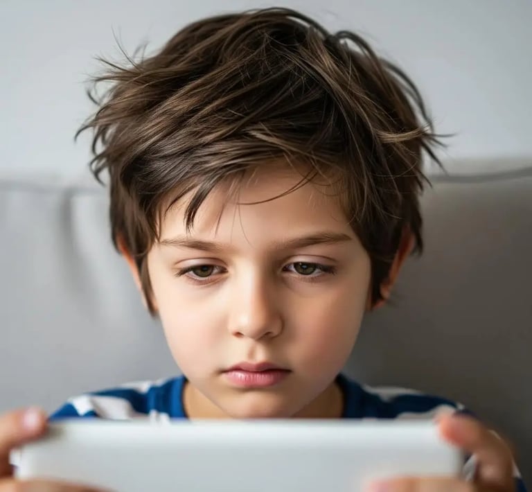 A child watching mobile relentlessly illustrating high screen time effects.