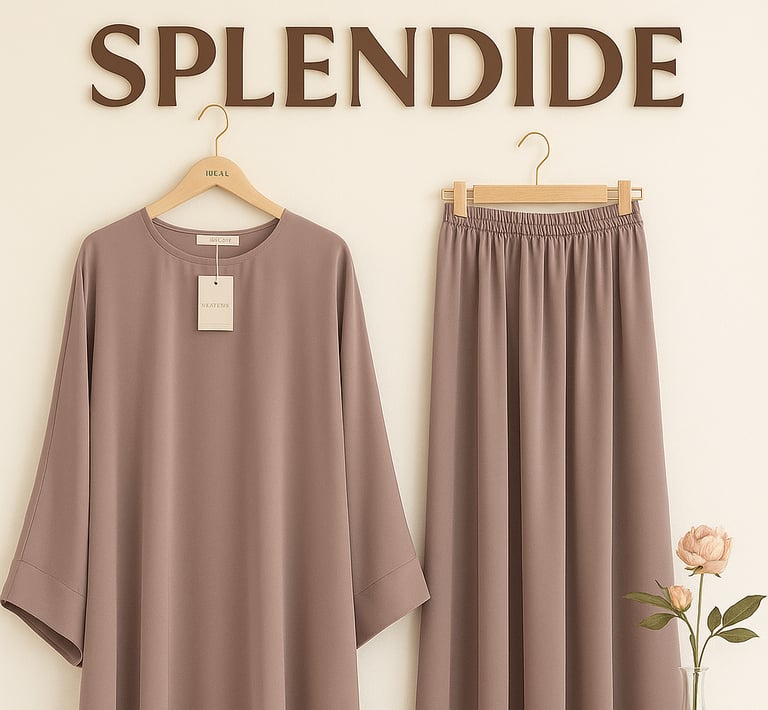 Ensemble Haut large 3/4 avec jupe simple.