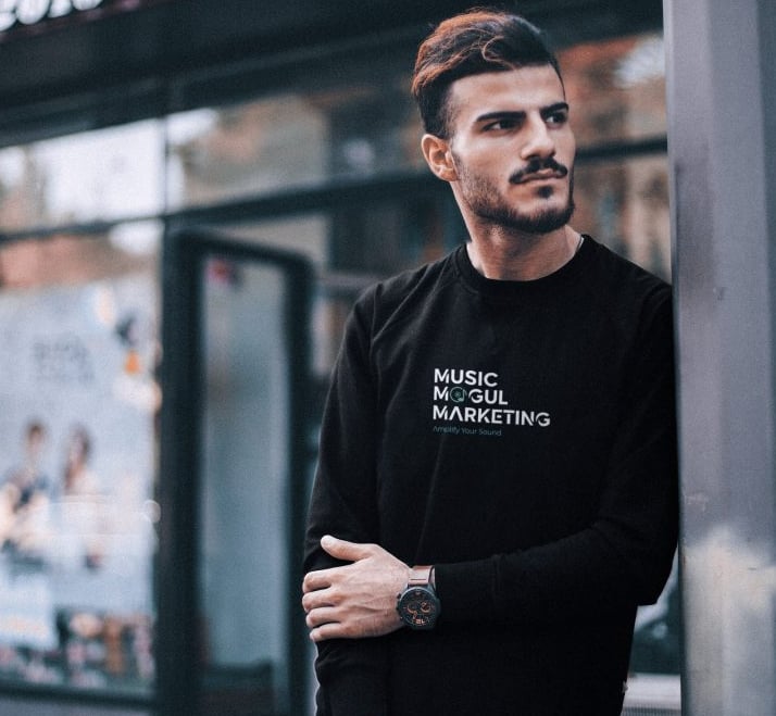 Model wearing branded clothes