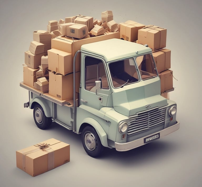 A delivery truck loaded with MEP materials ready for dispatch.