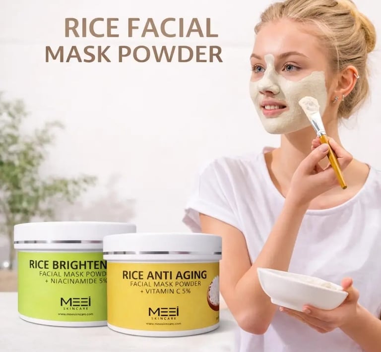 Meei anti aging rice facial mask powder with vitamin c and niacinamide