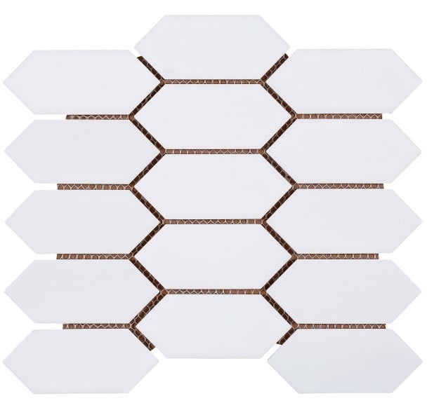 White wall tiles picket shape gloss