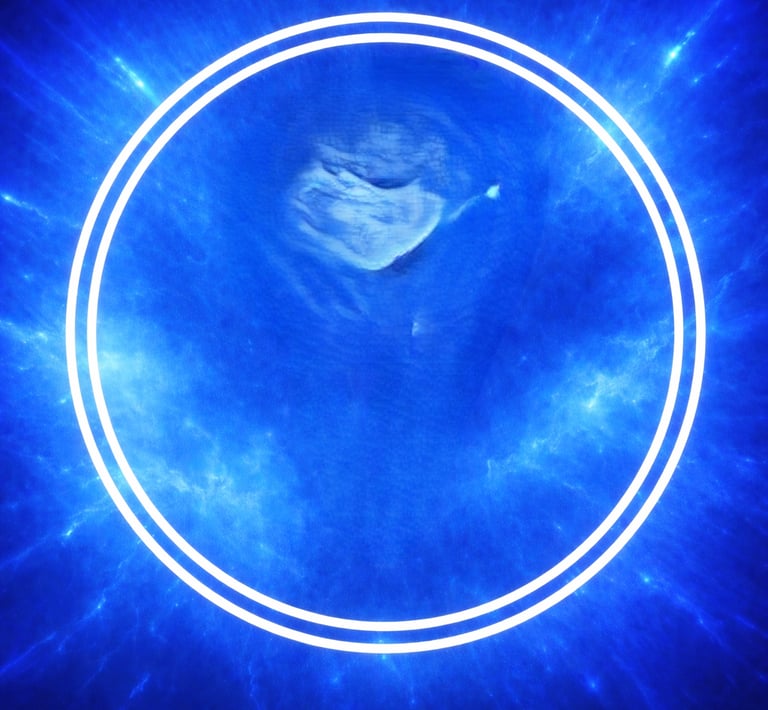 un fond bleu éclairé blanc deux cercles blancs