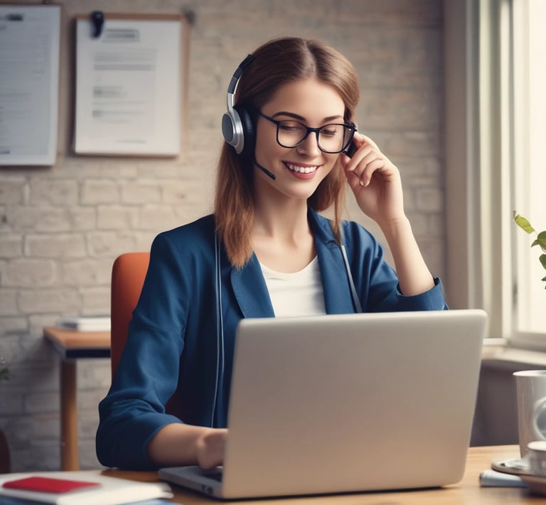 A friendly customer service representative assisting a client.