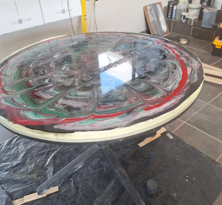 a table with a Epoxy top