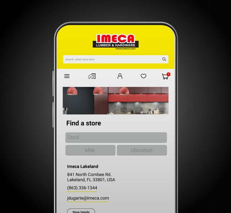 Móvil con pantalla de find a store