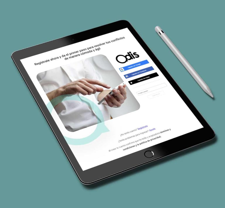Viste de la App de Odis en una tablet