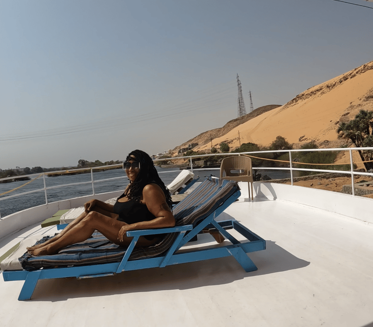 Davida Roze on a private yacht in Aswan Egypt