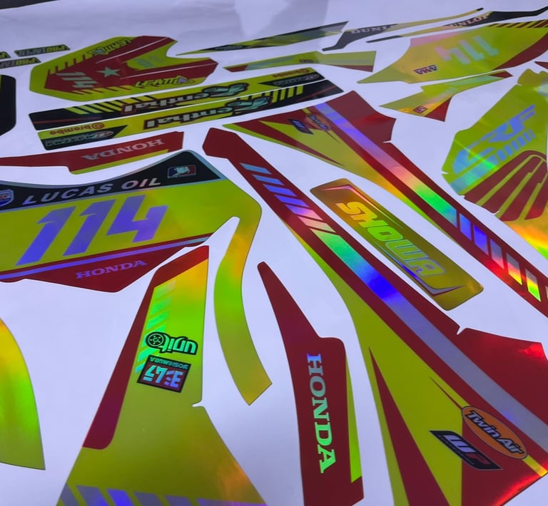 a number of stickers on a table