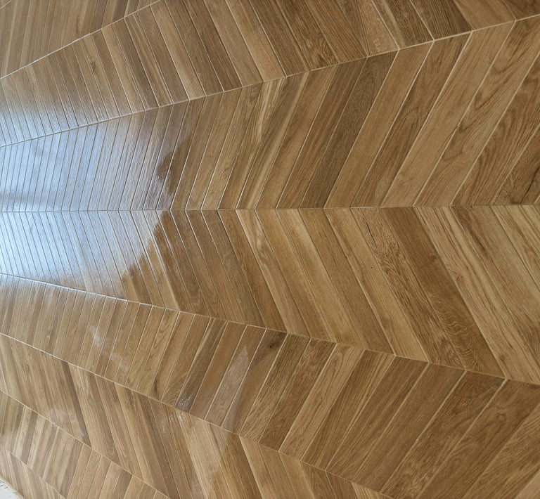 Pose de carrelage par artisan local de Béthune en pose chevron