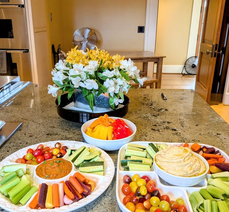 Wedding private chef Rainbow crudité platter dairy-free gluten-free Happy Valley Portland PNW