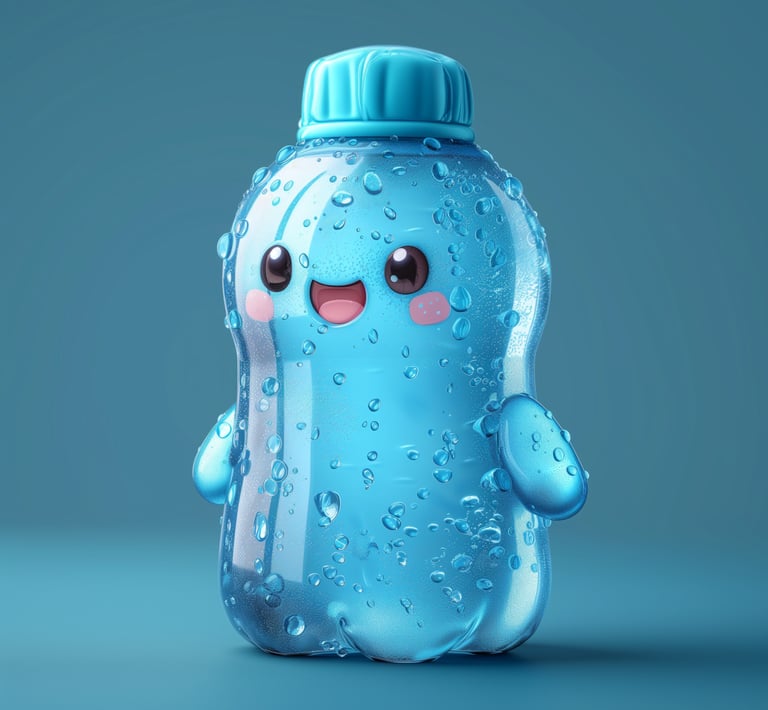 alt="Mascotte eau pétillante pour marque de boisson - CCA Studio"