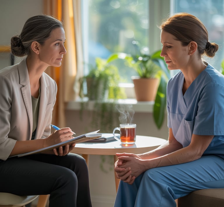 therapist helping a nurse