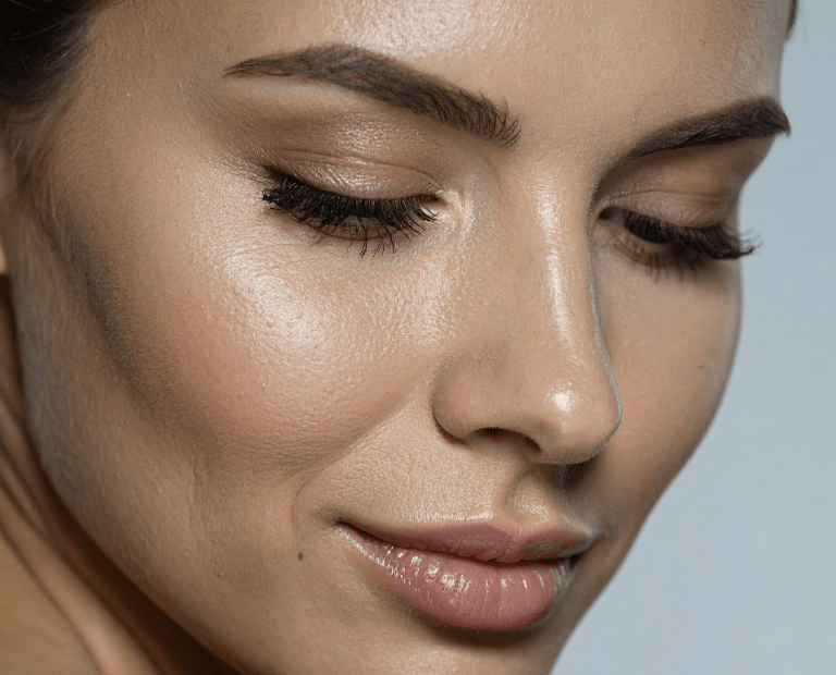 close up of woman's eyebrows