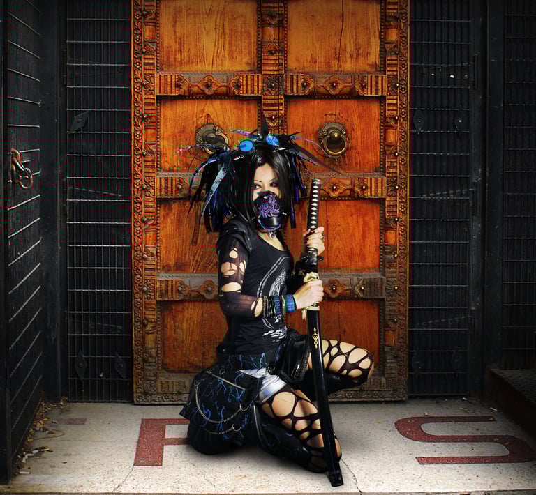 japanese cyberpunk handmade wardrobe photoshoot