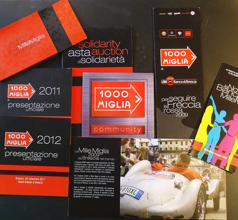 Copywriter per il btl e coordinatore editoriale dei cataloghi ufficiali di 5 Mille Miglia 