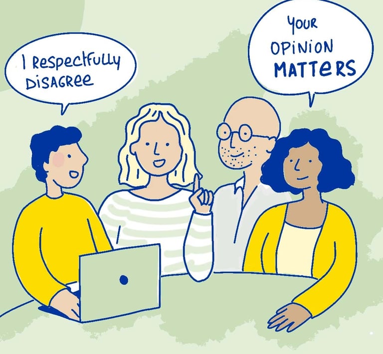 a group of people sitting around a laptop computer