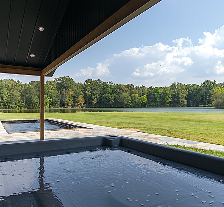 bpw-16 barndominium exterior hot tub view