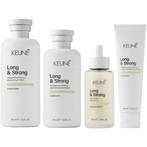 Strengthen and protect your hair with Keune Long & Strong haircare, available at BB Hair Art Salon.