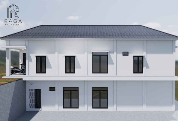 Desain Rumah Tinggal 2 Lantai Tampak Samping Klien Mrs. TRIFANI INDIARTI