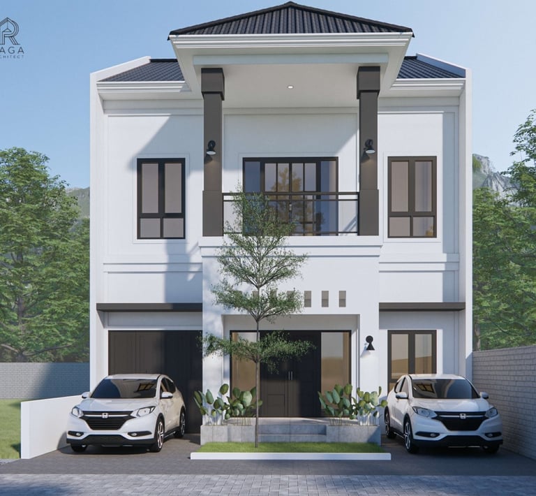 Desain fasad rumah 3D eksterior untuk klien Ms. Ignastiya Utami Aidila