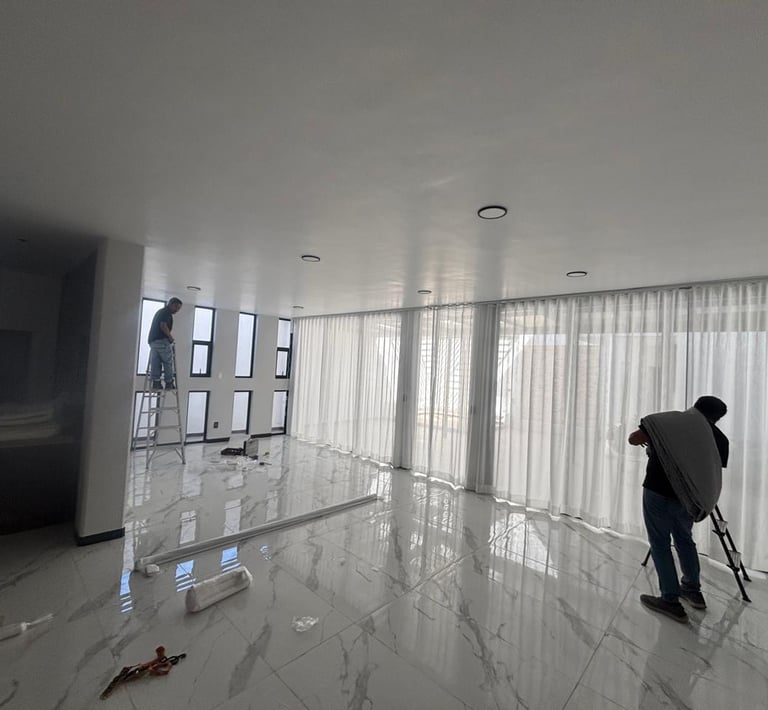 cortina tergal  piso a techo repplefold modelo slide light grey 