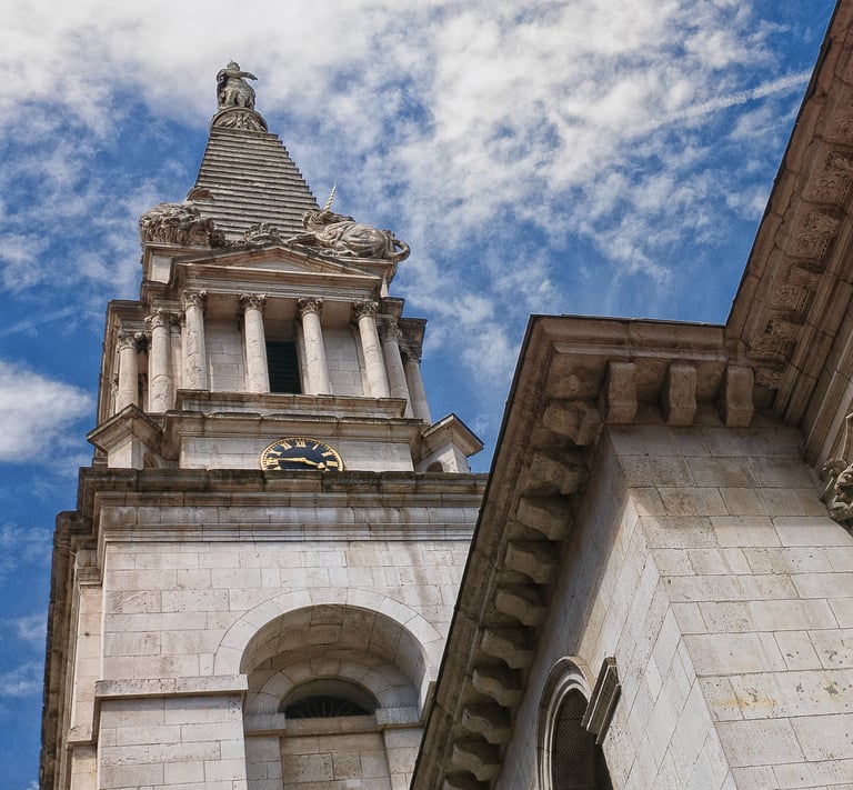 The tower of St George's Bloomsbury