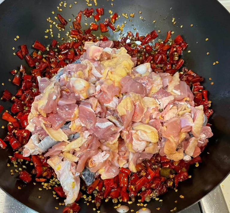 a pancaked with chicken and vegetables in a pan