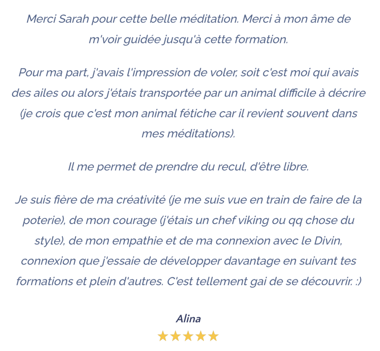 témoignage formation sarah divine méditation