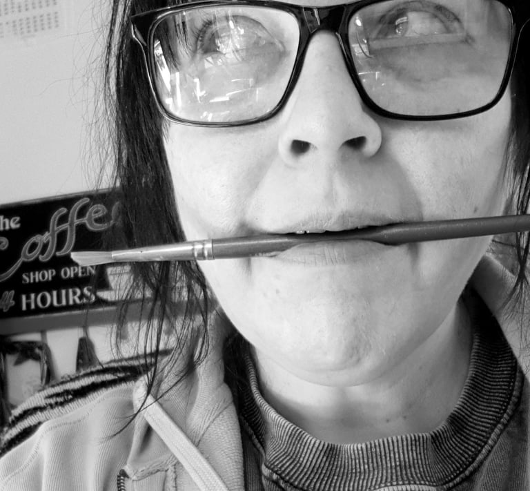 Black and white photograph of Julie Featherstone aka Julie Chicago