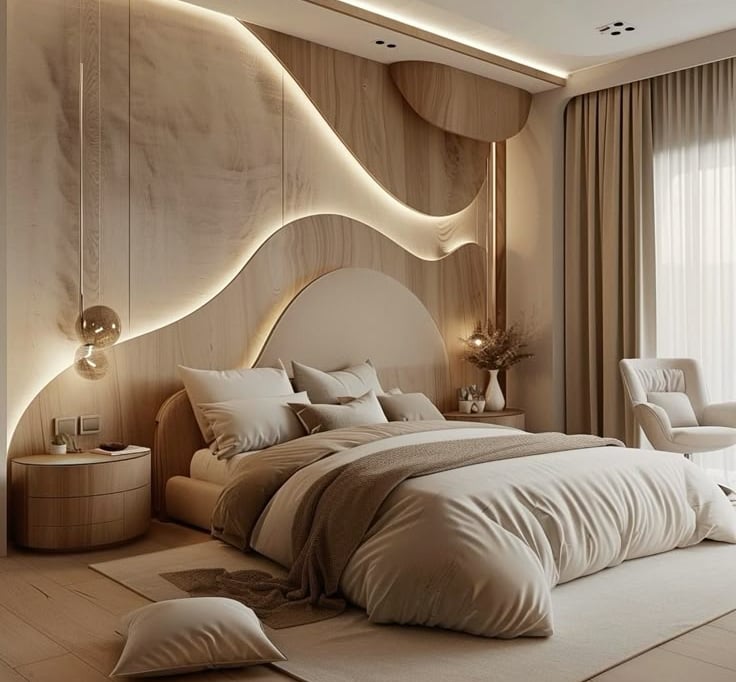 Asma tavan detaylarıyla tamamlanan iç mekân