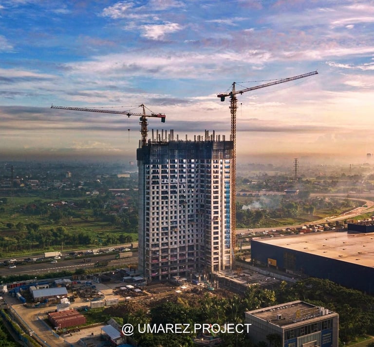 a crane is shown in this aerial view of a building