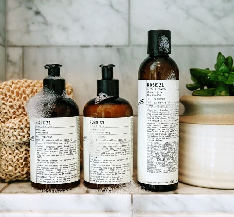 Le Labo hotel toiletries set – Rose 31 and Bergamote 22