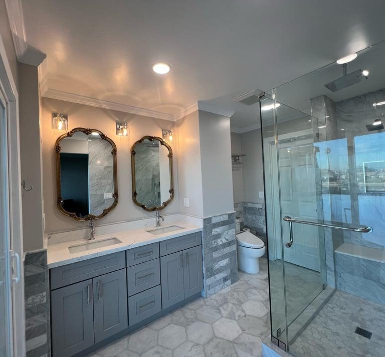 Bathroom remodel completed by Asha Construction in the Bay Area