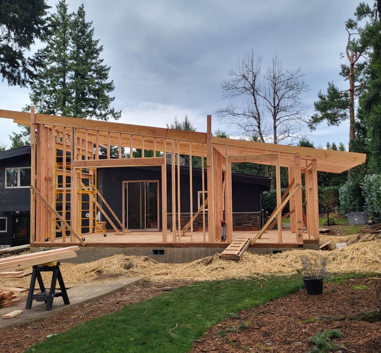 framing of a home addition
