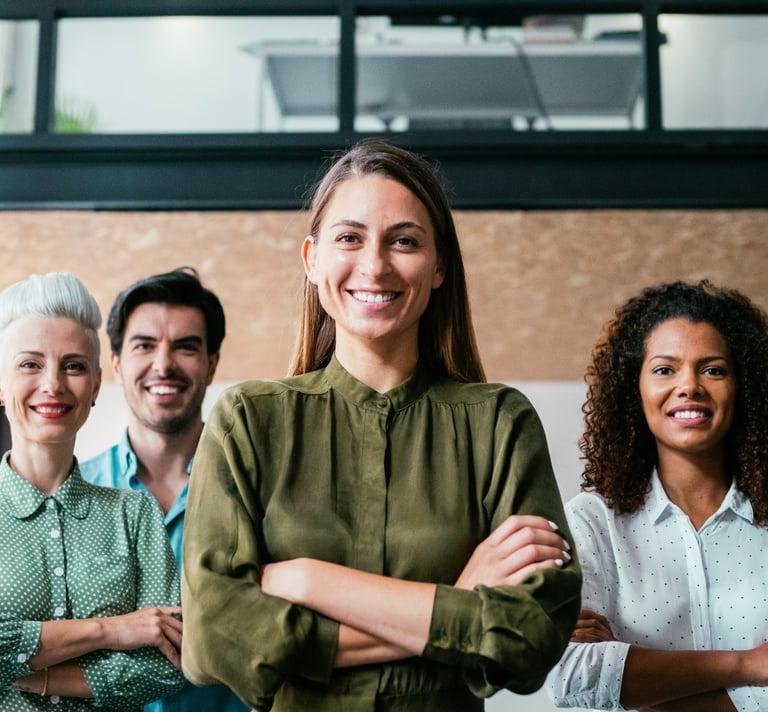 A group of people determined and smiling