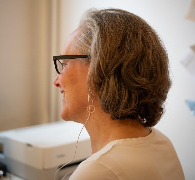 Silke Gesing bei einem online Gespräch