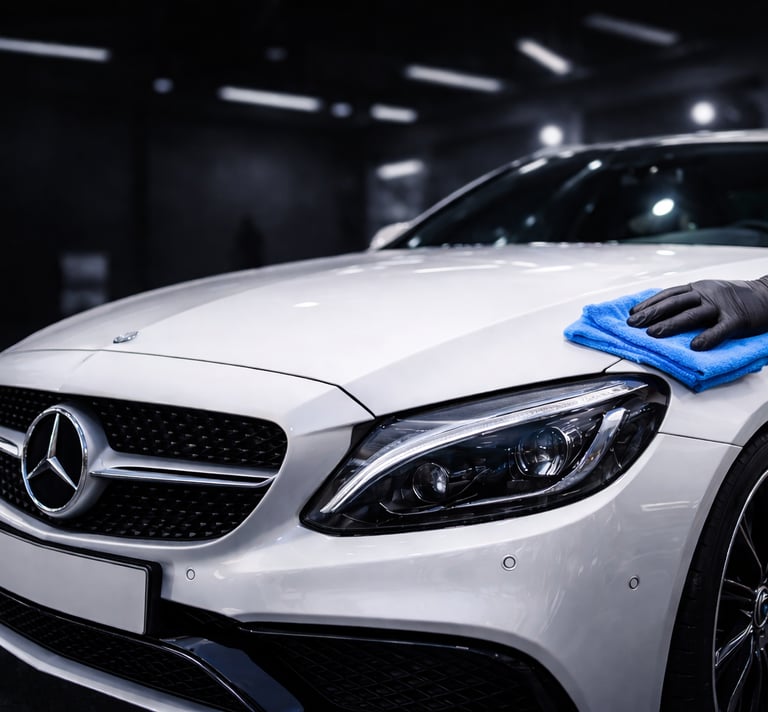 Nettoyage premium automobile intérieur et extérieur avec lavage soigné de la carrosserie.